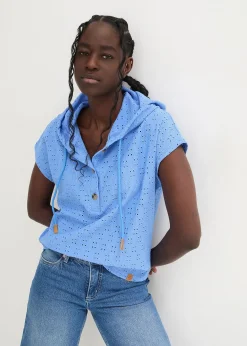 T-shirt col Henley à capuche