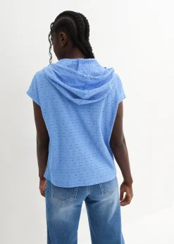 T-shirt col Henley à capuche