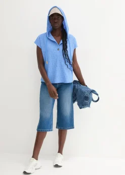 T-shirt col Henley à capuche