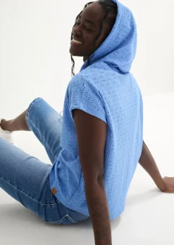 T-shirt col Henley à capuche