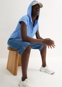 T-shirt col Henley à capuche