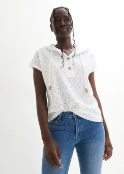 T-shirt col Henley à capuche