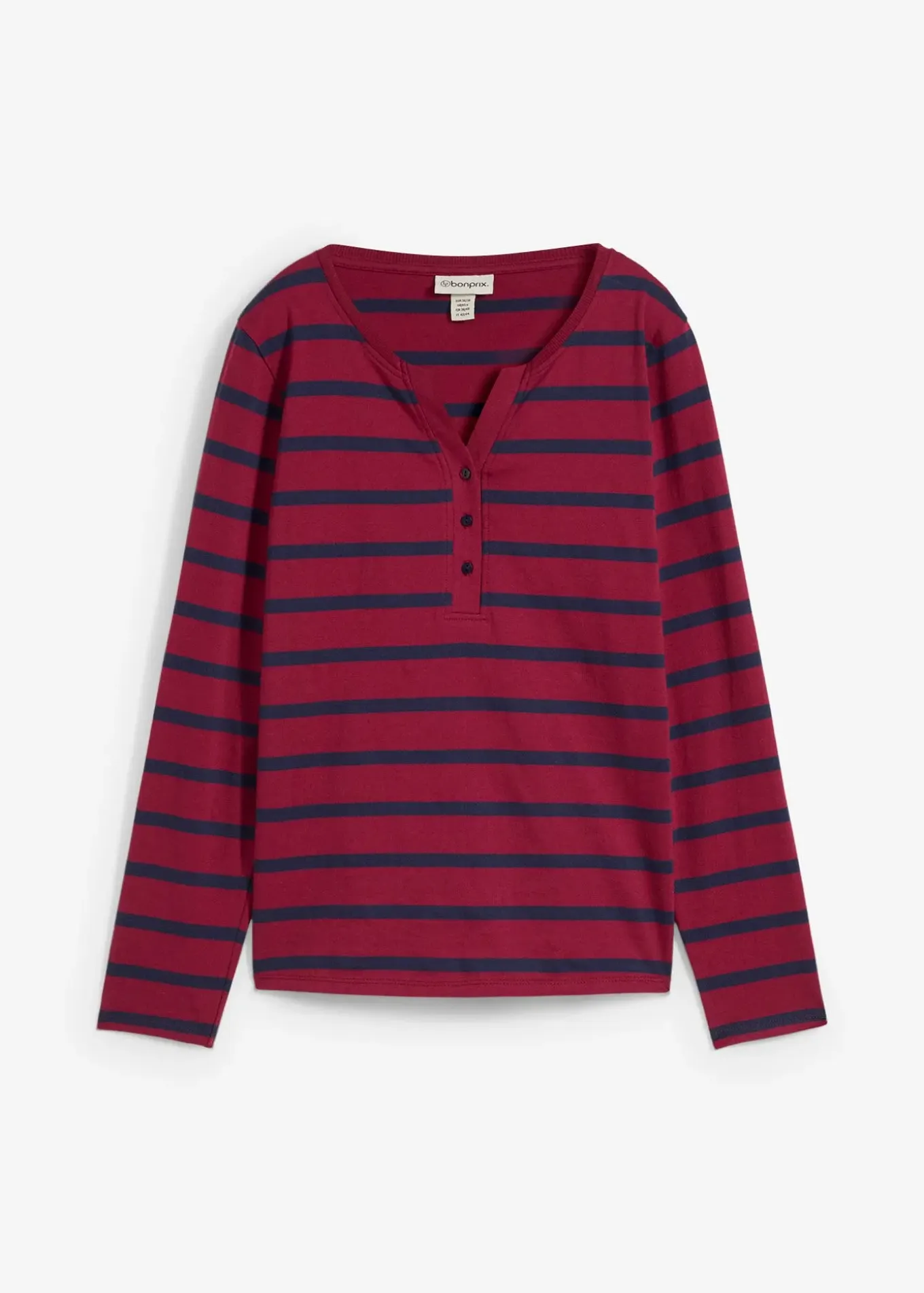 T-shirt col Henley, 100% coton