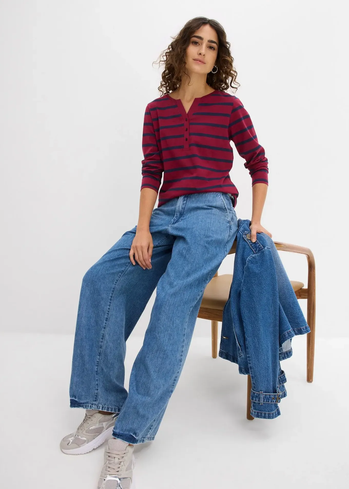 T-shirt col Henley, 100% coton