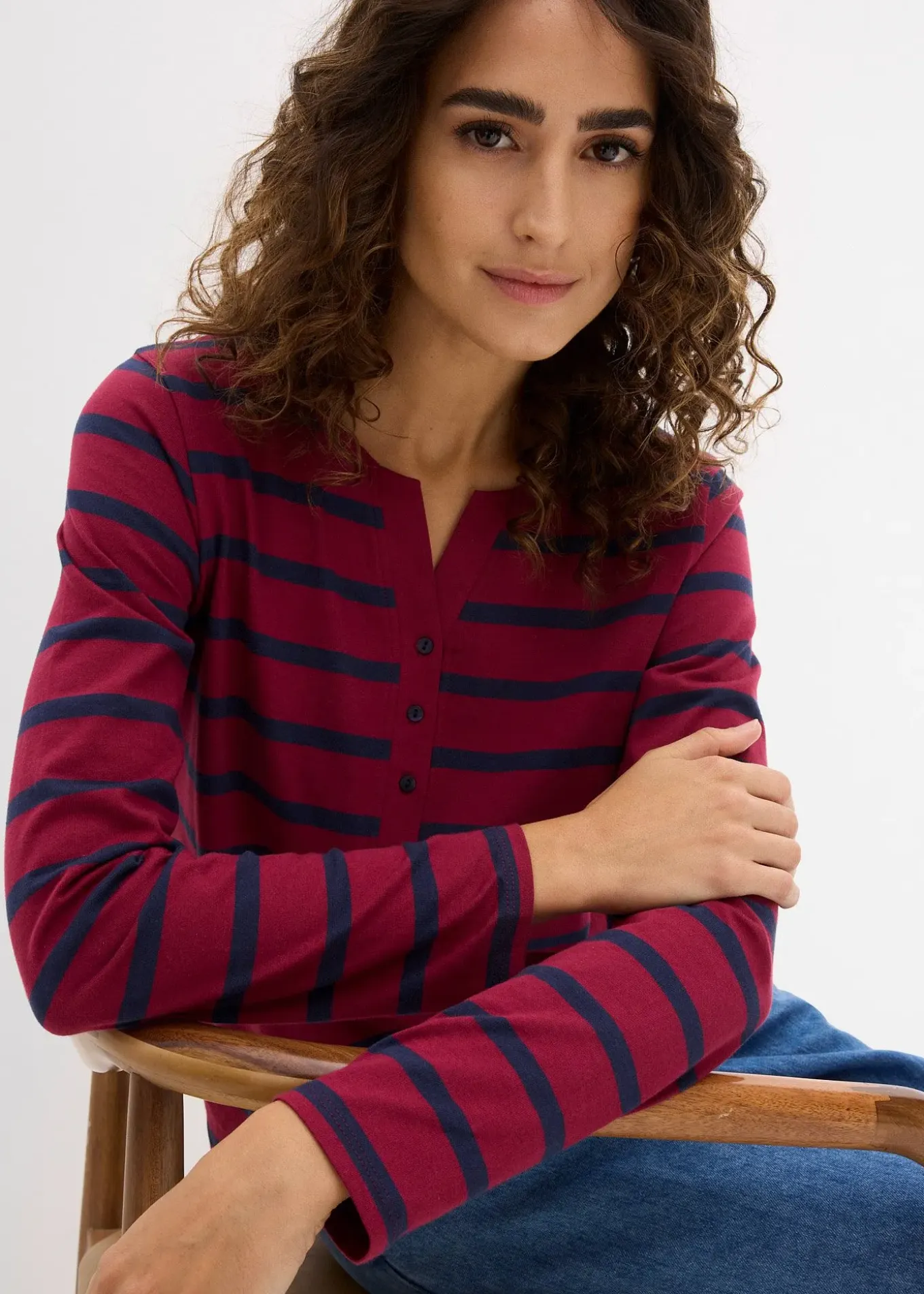 T-shirt col Henley, 100% coton