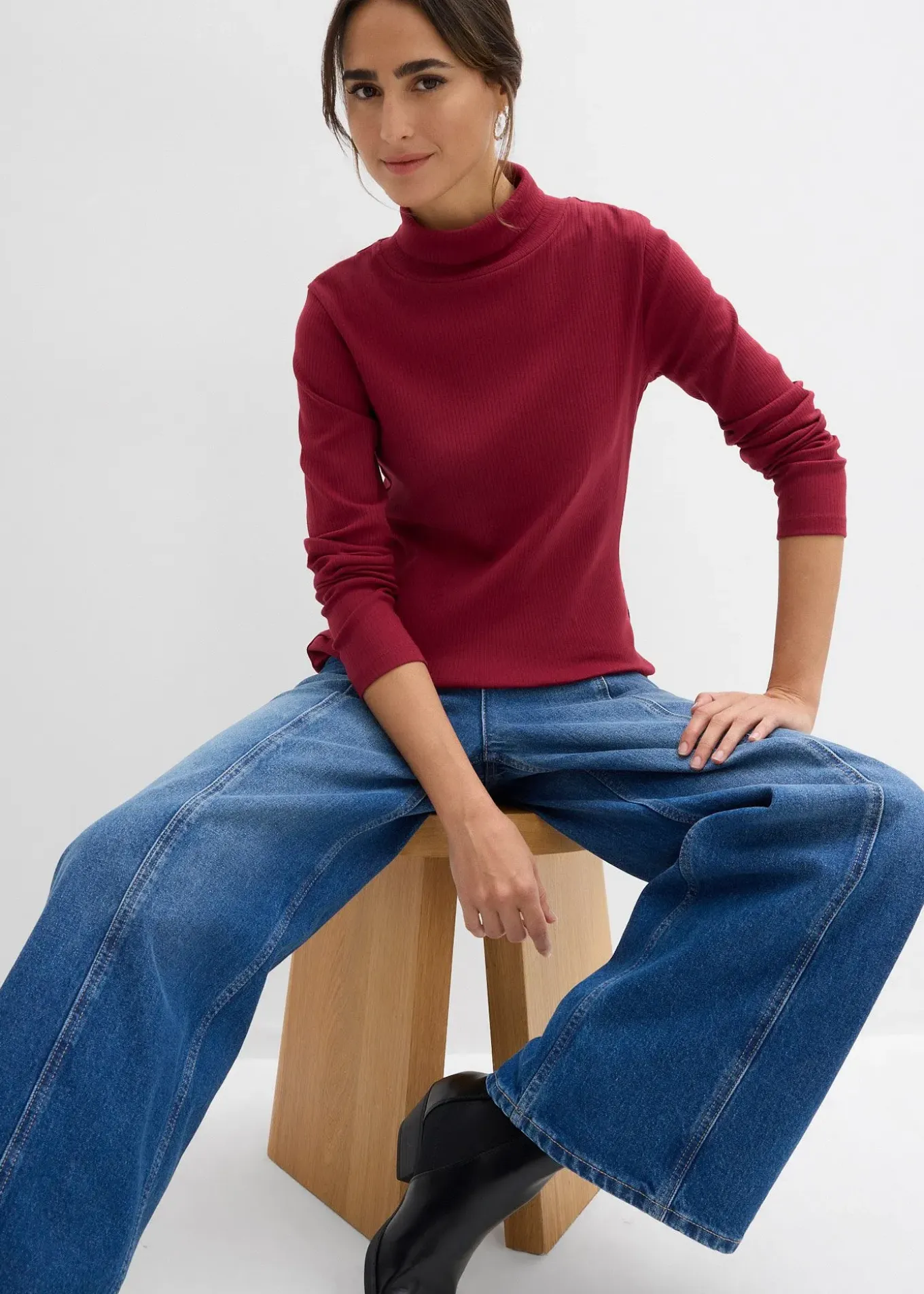 T-shirt col roulé 100% coton