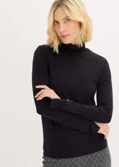 T-shirt col roulé avec boutons décoratifs