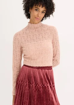 T-shirt col roulé en dentelle