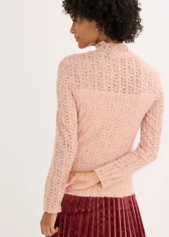 T-shirt col roulé en dentelle