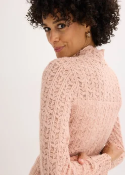 T-shirt col roulé en dentelle