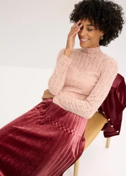 T-shirt col roulé en dentelle