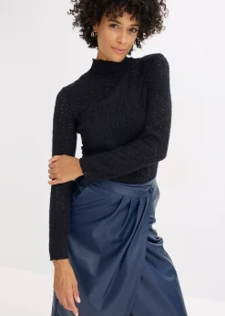 T-shirt col roulé en dentelle