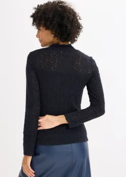 T-shirt col roulé en dentelle