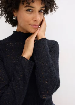 T-shirt col roulé en dentelle