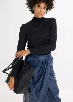 T-shirt col roulé en dentelle