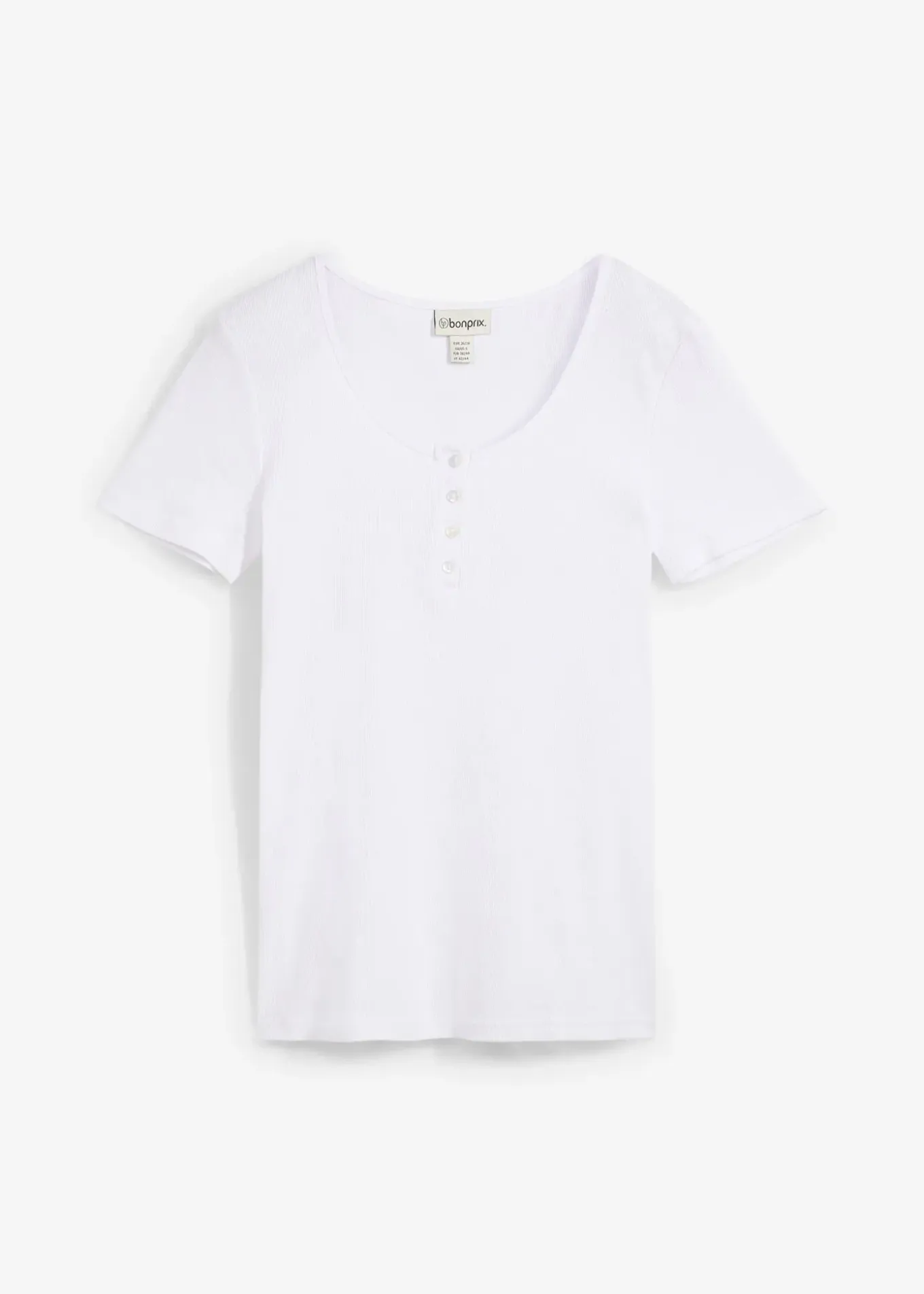 T-shirt col tunisien, 100% coton