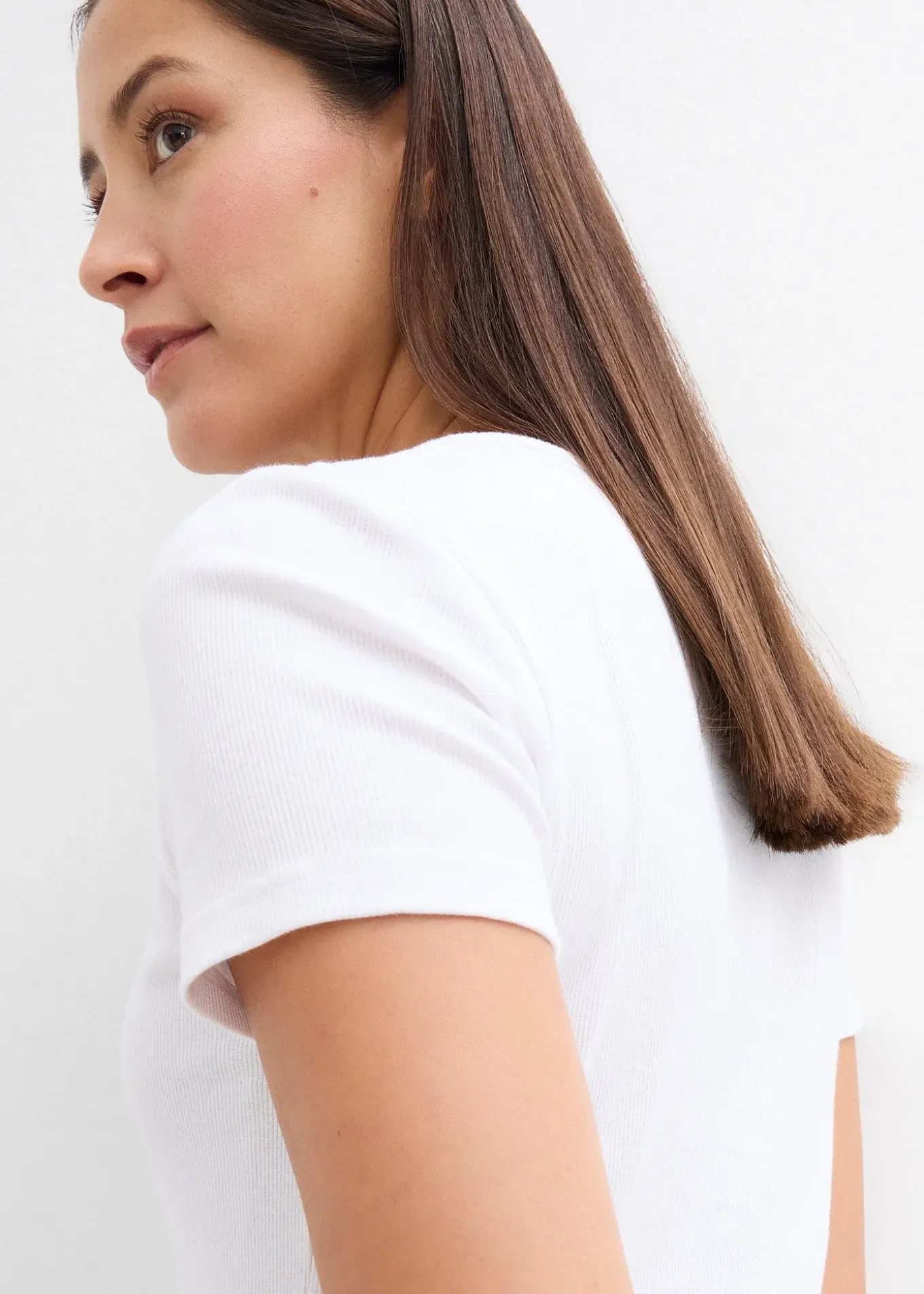 T-shirt col tunisien, 100% coton