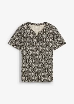 T-shirt col tunisien 100% coton