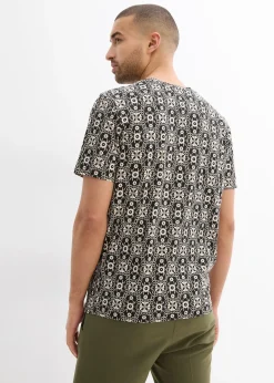 T-shirt col tunisien 100% coton