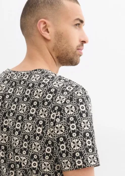 T-shirt col tunisien 100% coton