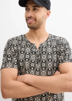 T-shirt col tunisien 100% coton