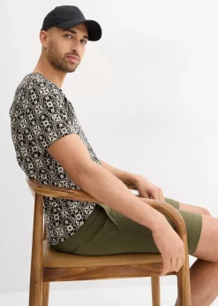 T-shirt col tunisien 100% coton