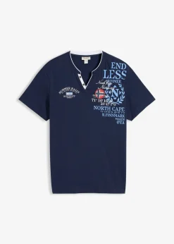 T-shirt col tunisien 100% coton