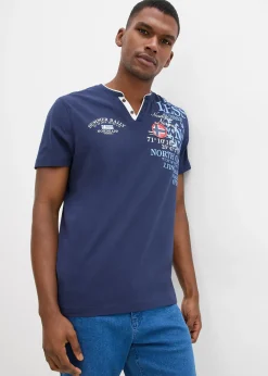 T-shirt col tunisien 100% coton