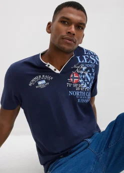 T-shirt col tunisien 100% coton