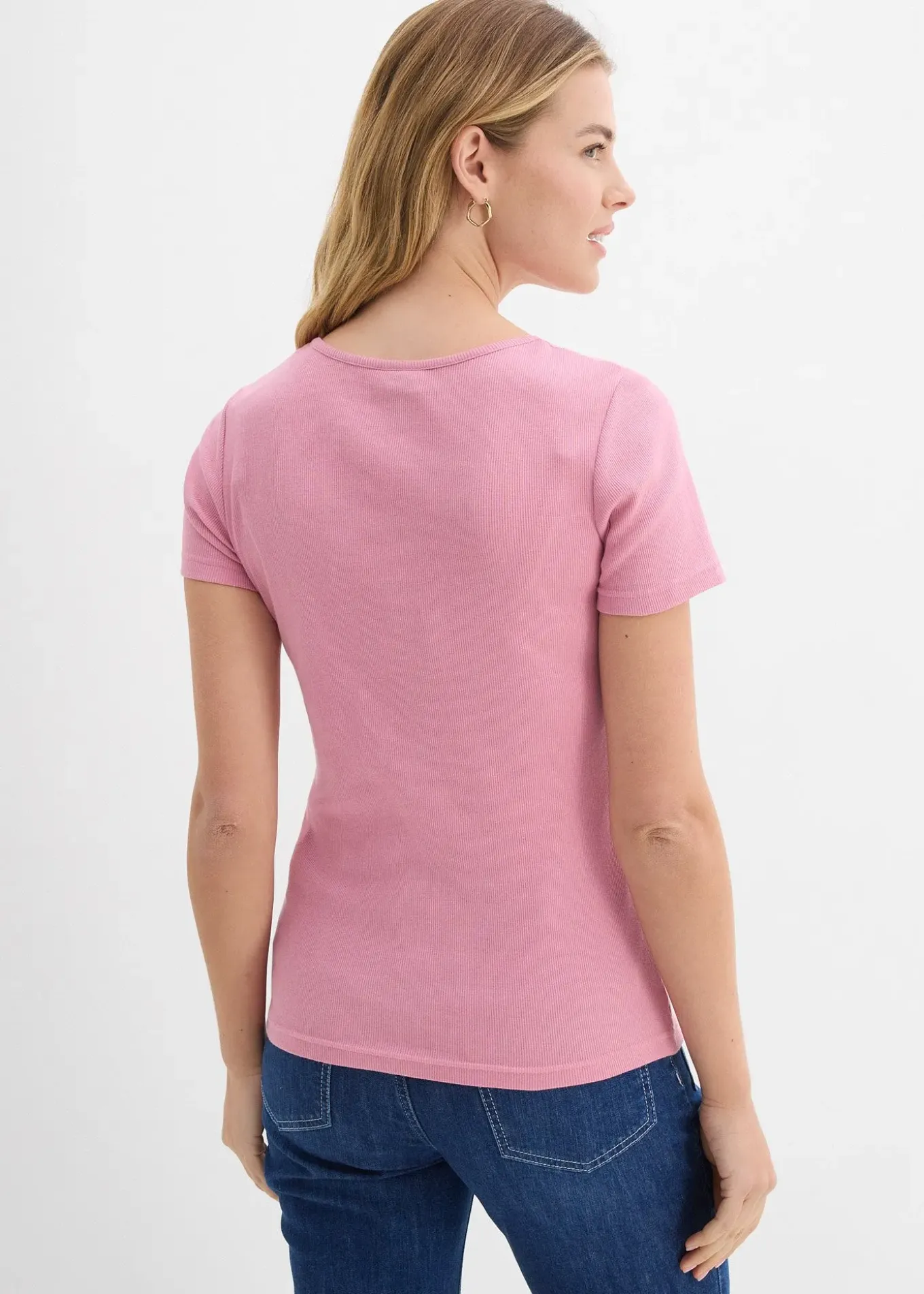 T-shirt col tunisien, 100% coton