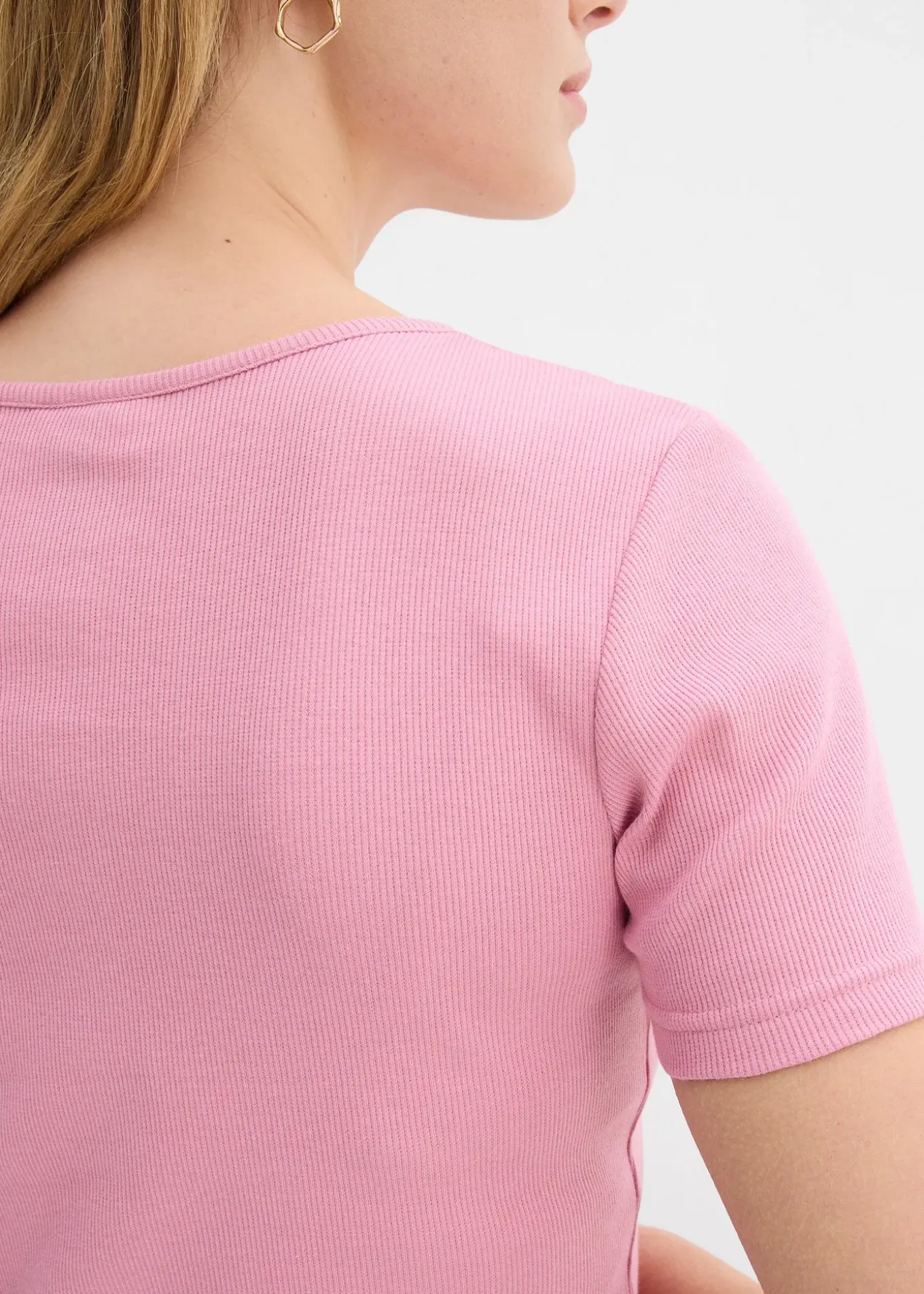 T-shirt col tunisien, 100% coton