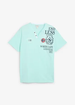 T-shirt col tunisien 100% coton