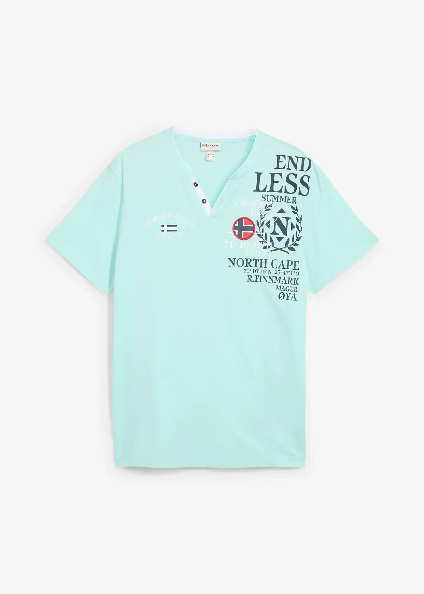 T-shirt col tunisien 100% coton