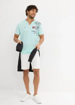 T-shirt col tunisien 100% coton