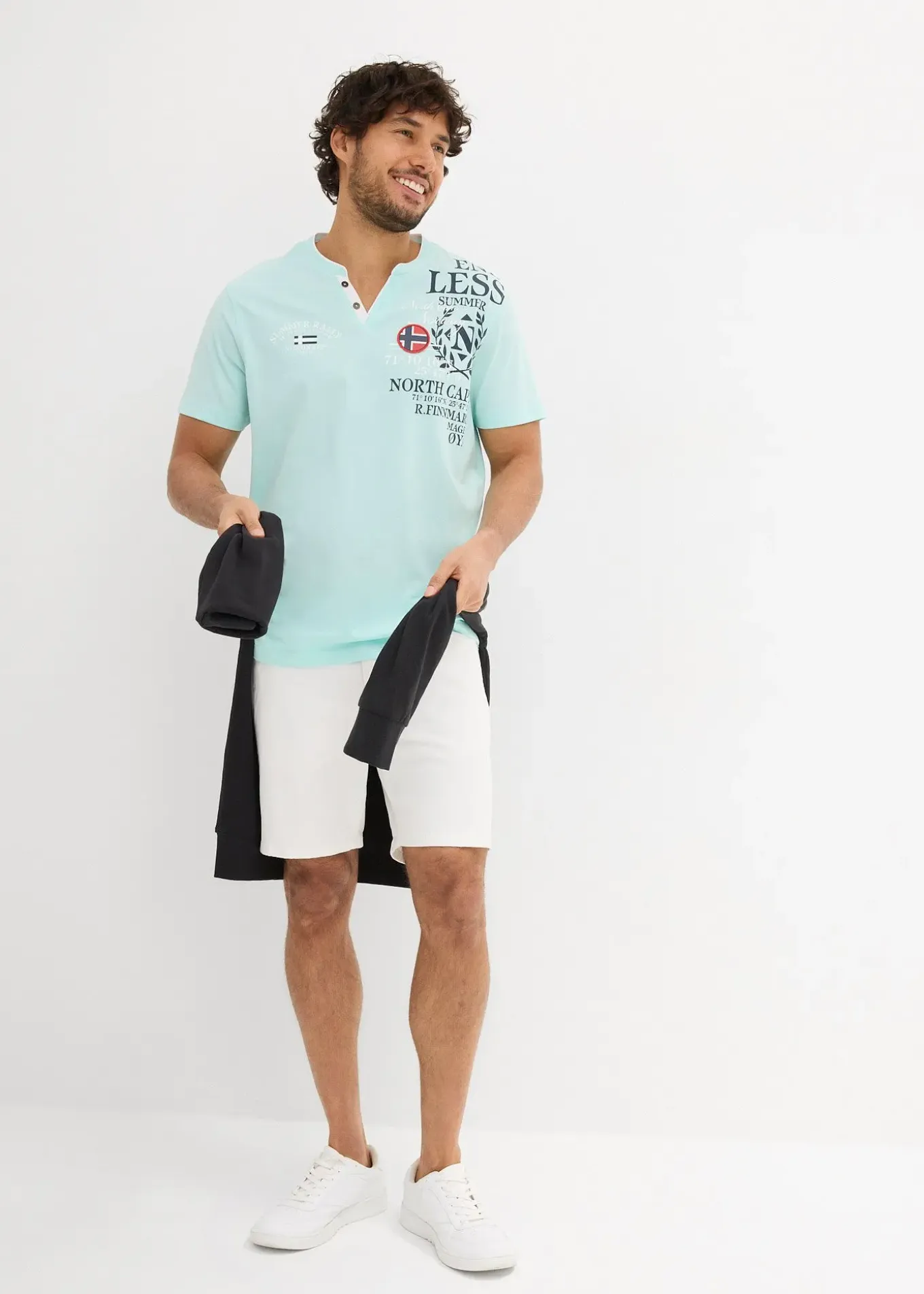 T-shirt col tunisien 100% coton