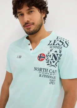 T-shirt col tunisien 100% coton