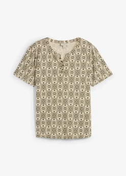 T-shirt col tunisien 100% coton