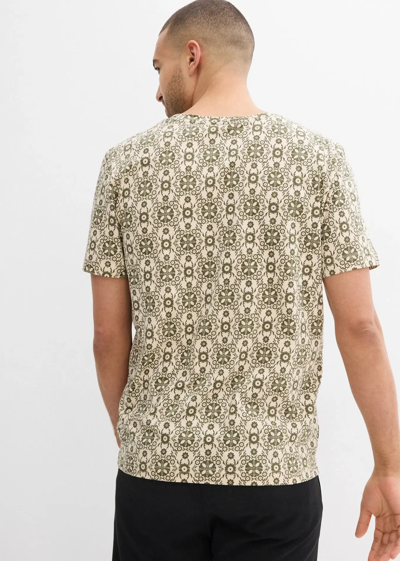 T-shirt col tunisien 100% coton