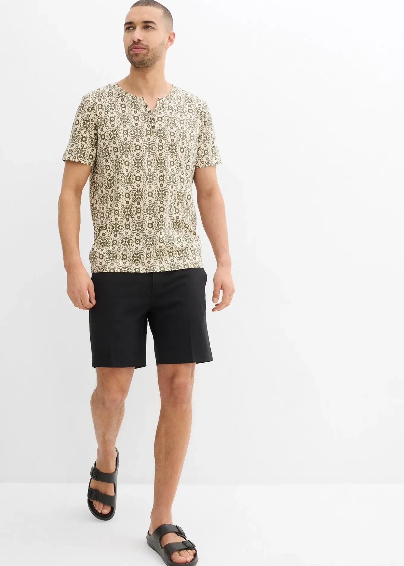 T-shirt col tunisien 100% coton