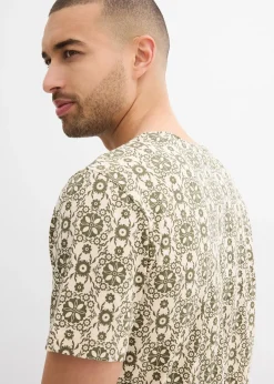 T-shirt col tunisien 100% coton