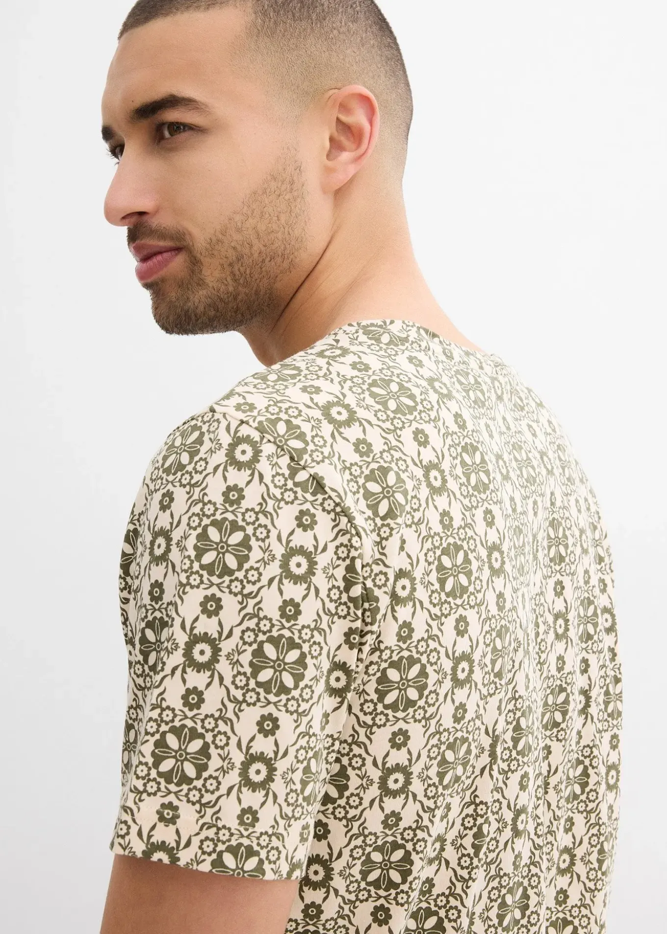 T-shirt col tunisien 100% coton