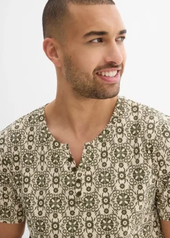 T-shirt col tunisien 100% coton