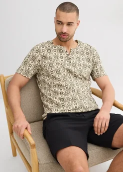 T-shirt col tunisien 100% coton