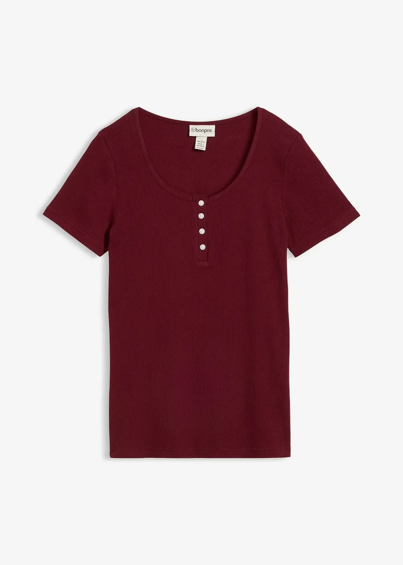 T-shirt col tunisien, 100% coton