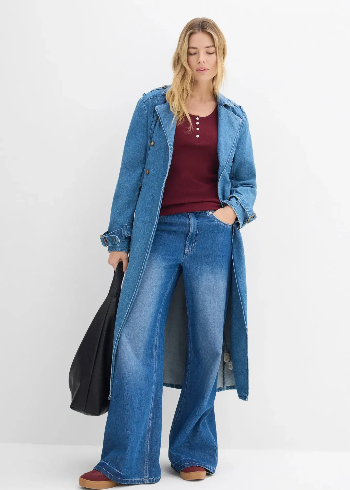 T-shirt col tunisien, 100% coton