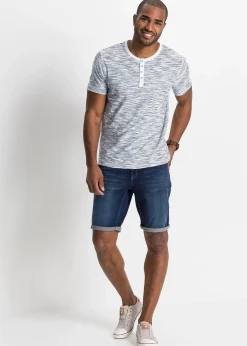 T-shirt col tunisien, 100% coton