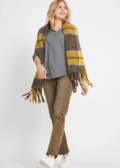 T-shirt col tunisien boutonné à manches longues