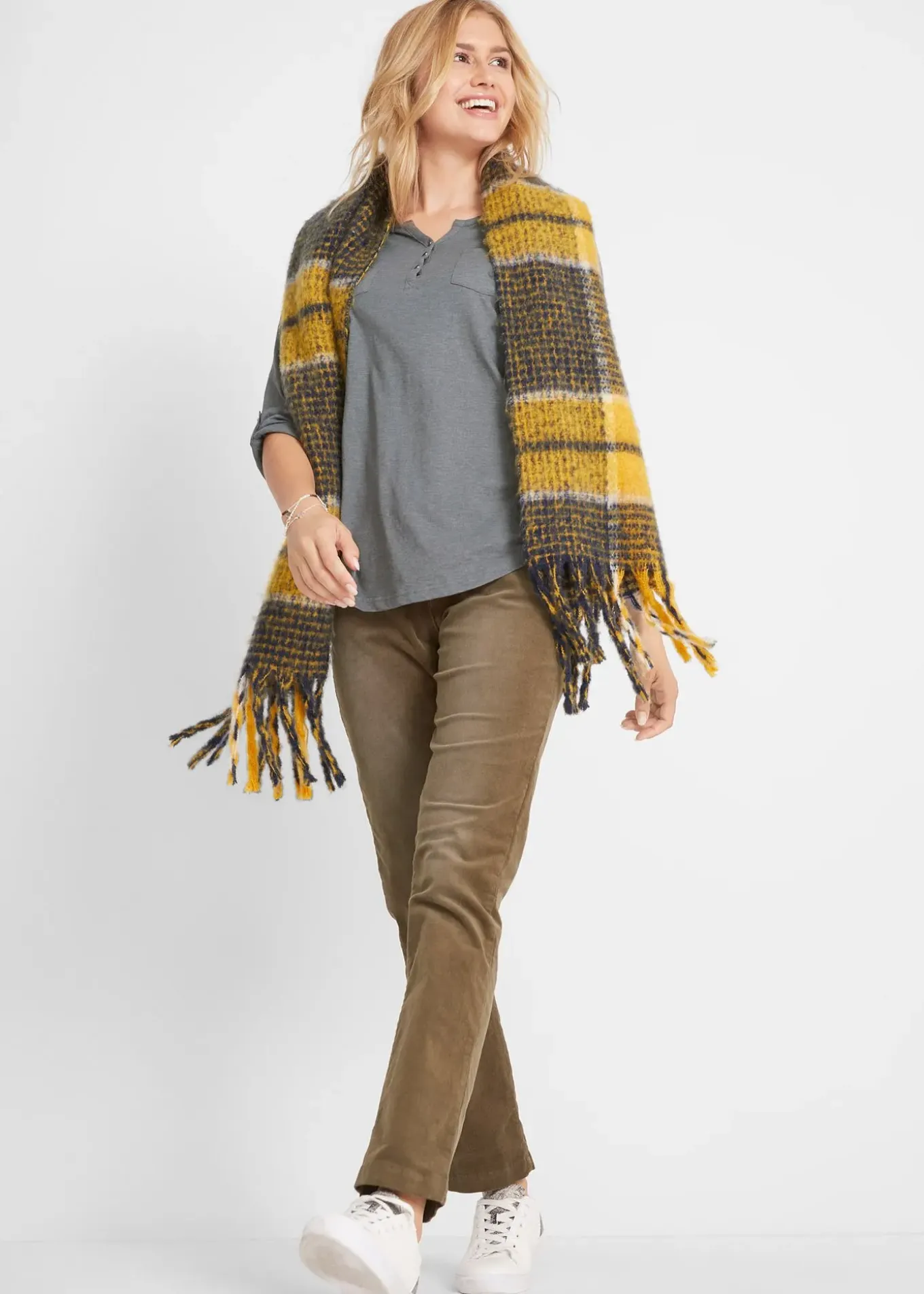 T-shirt col tunisien boutonné à manches longues