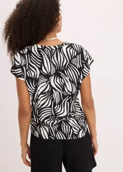 T-shirt col tunisien en viscose mélangée