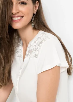 T-shirt col tunisien en viscose majoritaire